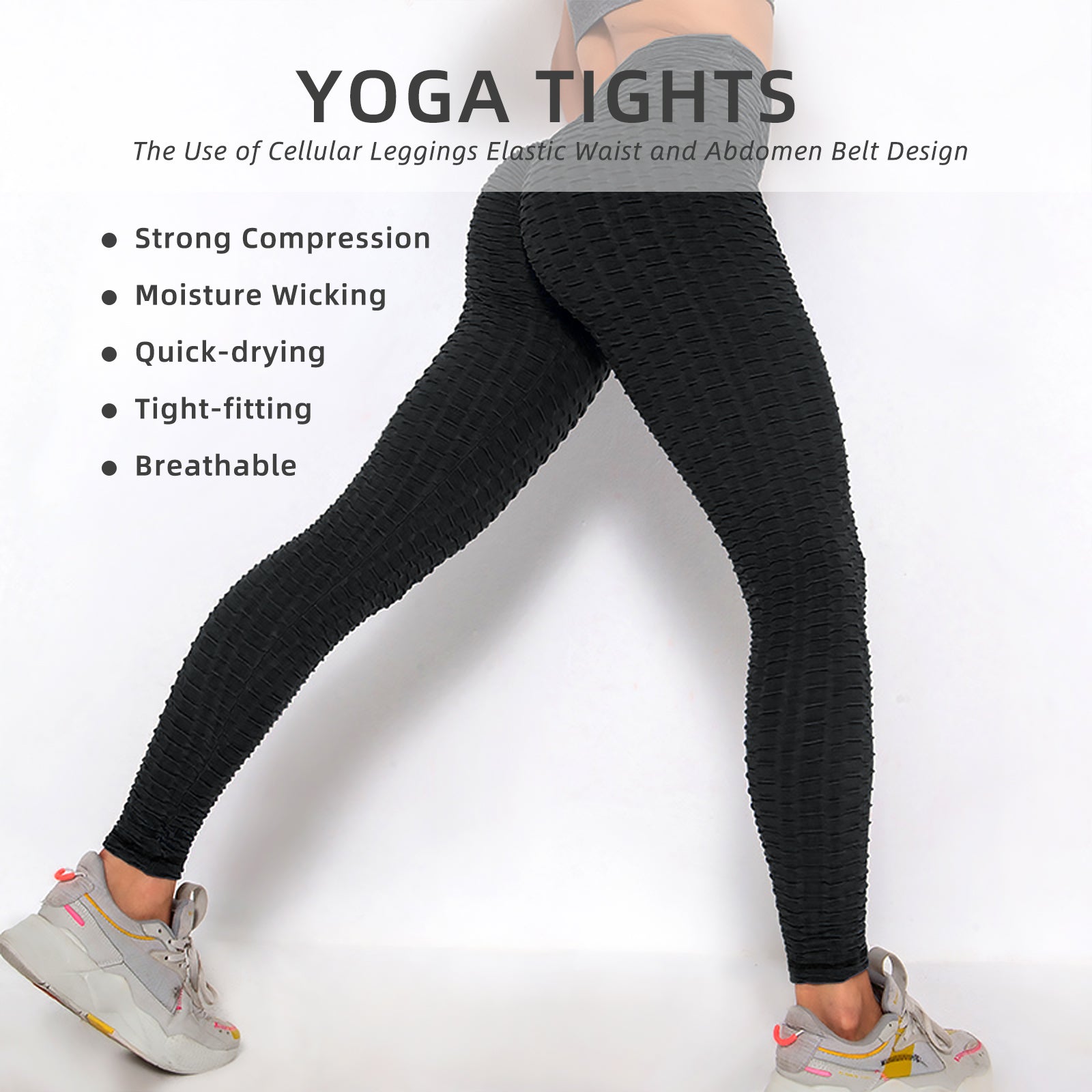Leggings Bubble Textured Leggings Butt Lifting Yoga Pants Black