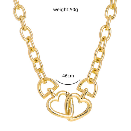Europe and America Electroplating Big Heart Big Necklace