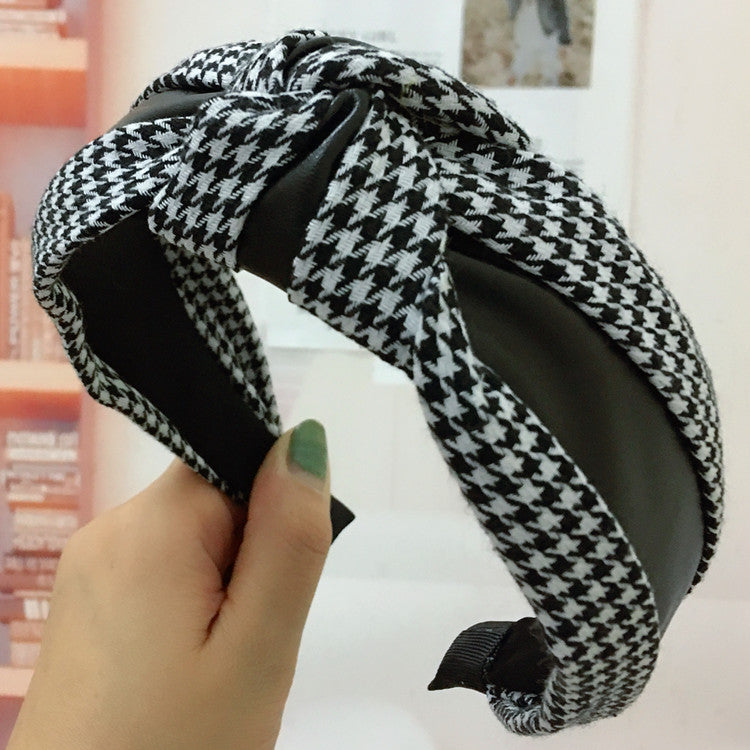 Alpscommerce Houndstooth Wide-brim Retro Headband Adult Hair Accessories