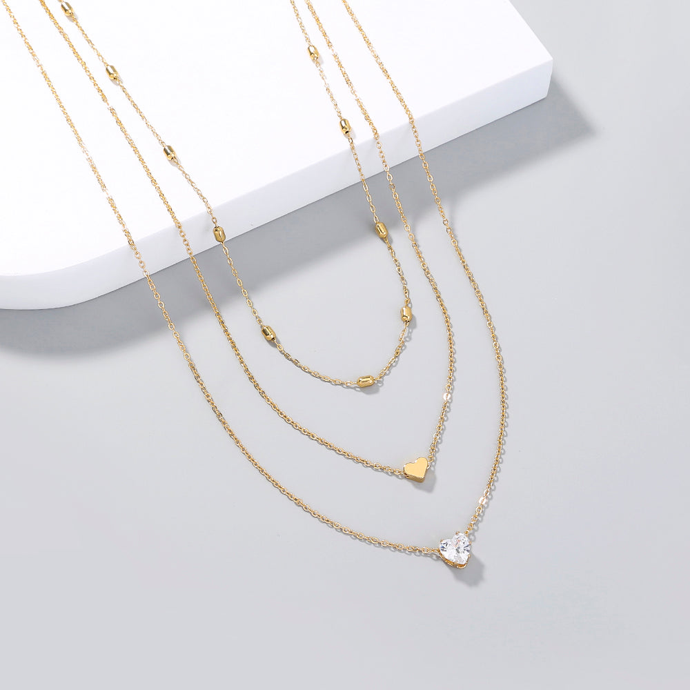 Heart Zircon Multi-layer Necklace