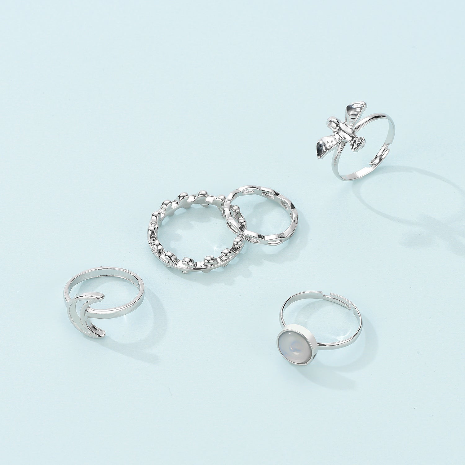 Flying Bird Shape Alloy Ring Moon 5-piece Set