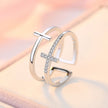 Double Cross Miniature Copper Inlaid Zircon Ring