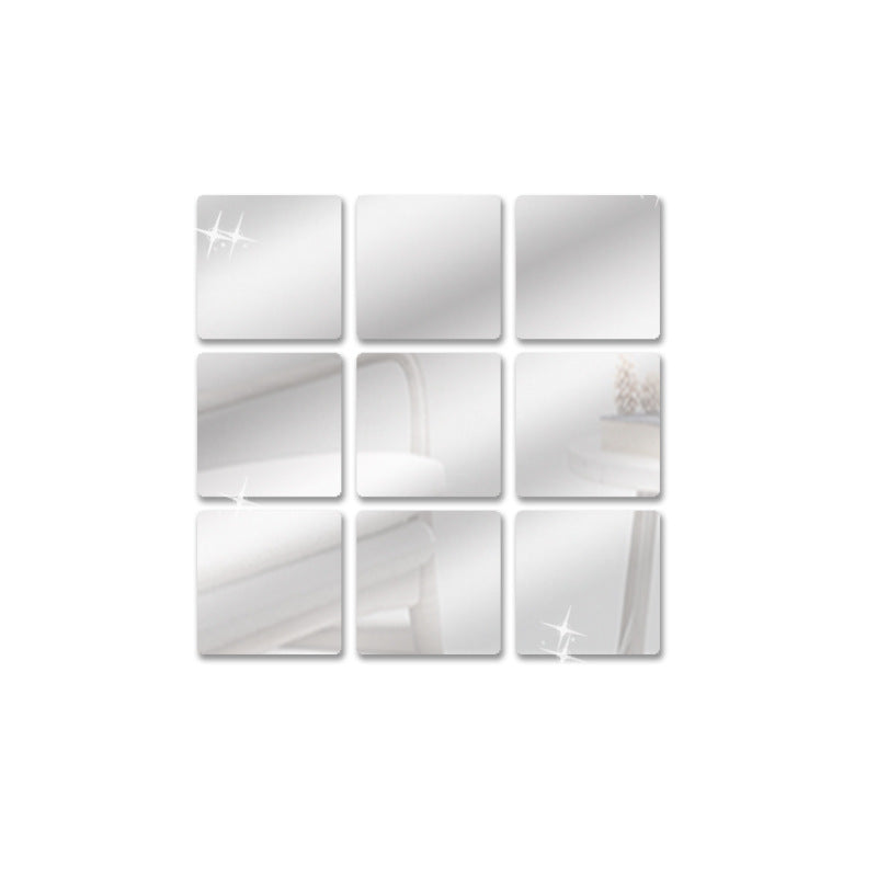Square Rounded Corner Mirror Home Background Wall Sticker