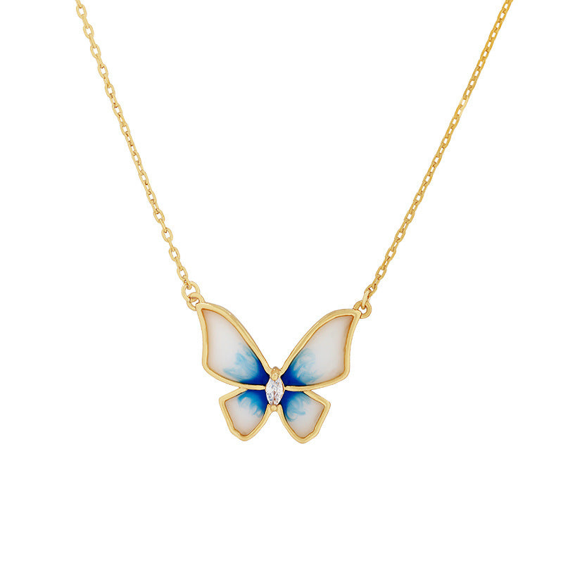Blue Butterfly Necklace Female 2021 New Clavicle Chain Temperament