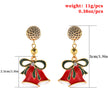 Ladies Christmas Drop Oil Christmas Bell Pendant Stud Earrings