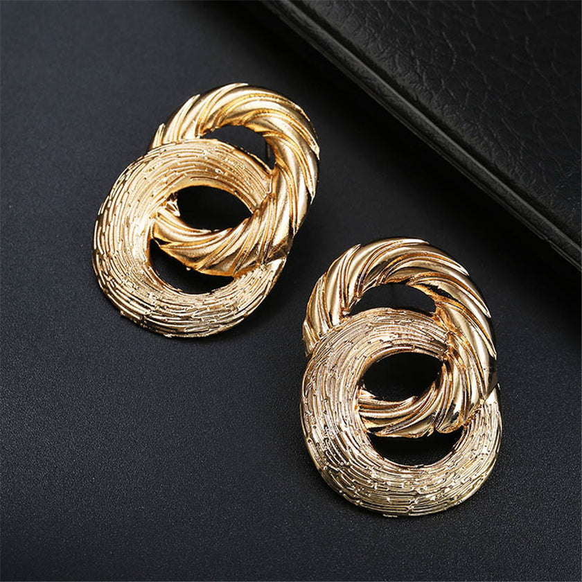 New Exaggerated Big Stud Earrings for Women Circle Round Alloy Earrings Wedding Party Gift