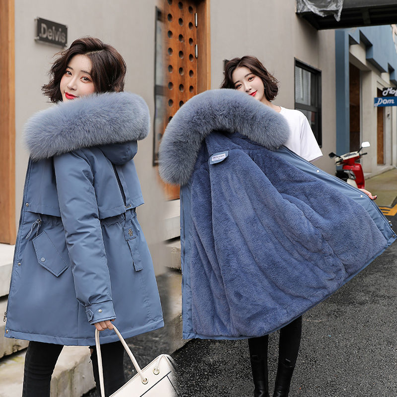 Mid-length Plus Velvet Thick Anti-season Korean Cotton Coat