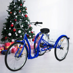 Adult Tricycle Three Wheel Cruiser Bike 6 Speeds 26 Inch Wheel Cargo Basket