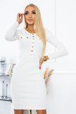 Fashion Ladies Long Sleeve Round Neck Buttoned Dress Alpscommerce