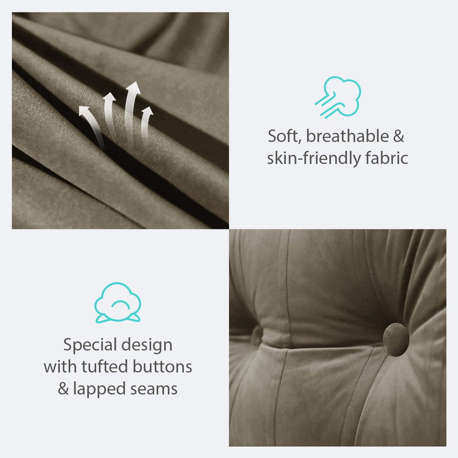 Lumbar Pillows Positioning Back Support Bolster-Velvet Light Tan Queen
