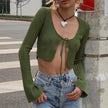 Fashion Flared Sleeve Knitted Top