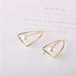 Curved Geometric Triangle Pearl Earrings Ladies Alloy Earrings