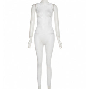 New Jacquard Super Elastic Skinny Hip Raise Jumpsuit