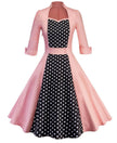 Women's Polka Dot Combination Receiving Waist Large Swing Skirt Dress