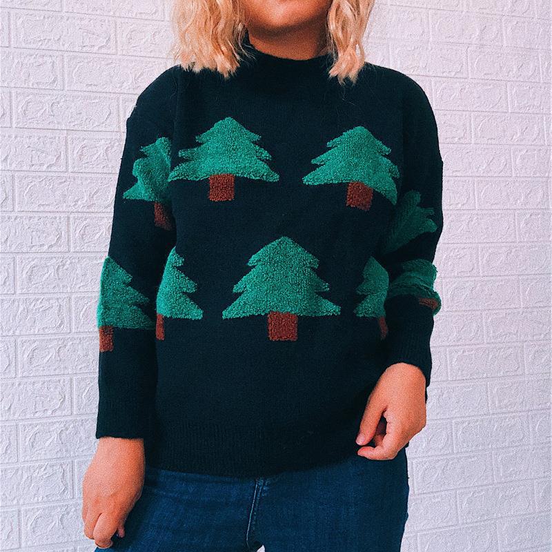 Sweater Round Neck Long Sleeve Knitted Pullover