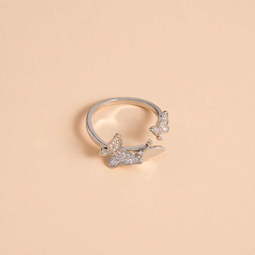 Butterfly Sparkly Zircon Open Adjustable Ring