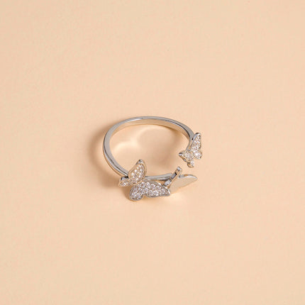 Butterfly Sparkly Zircon Open Adjustable Ring