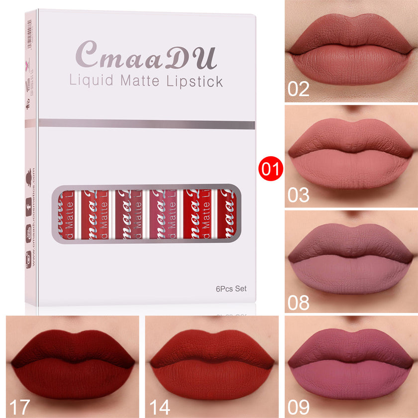 6 Boxes Of Matte Cup Waterproof Lipstick