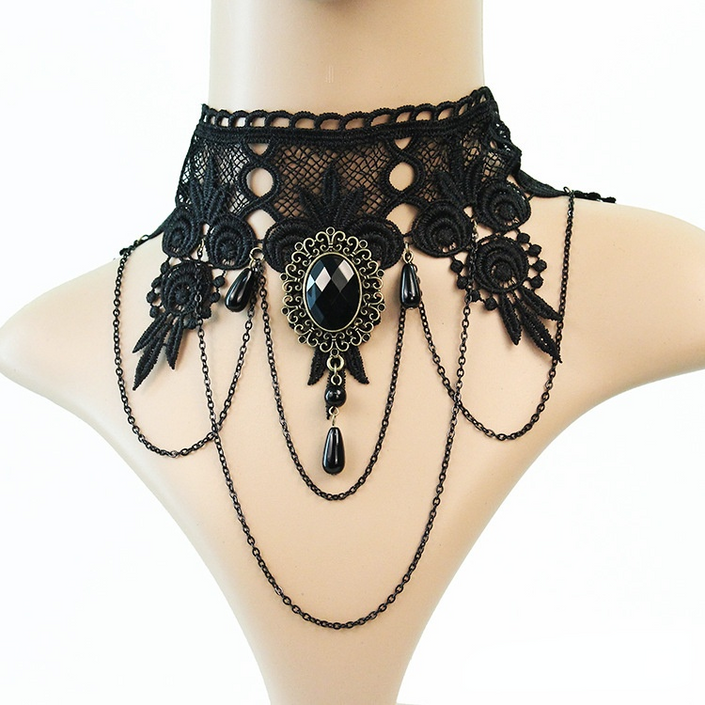 Alpscommerce  Necklace Lace Choker Necklace For Women Nightmare Before Christmas Black Layered Necklace