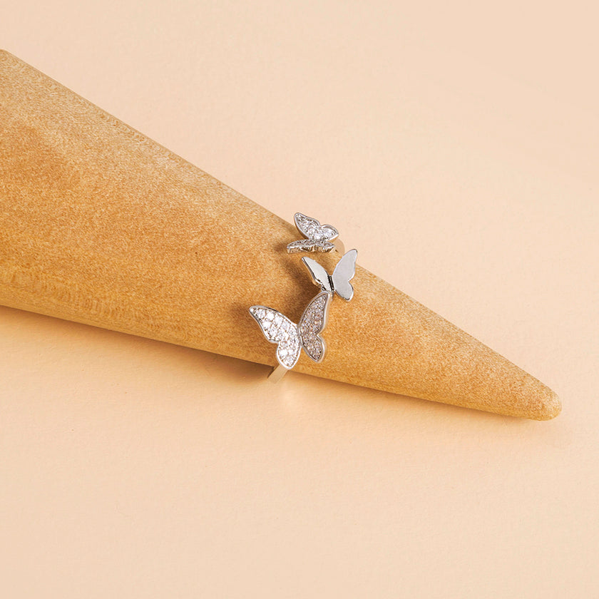 Butterfly Sparkly Zircon Open Adjustable Ring