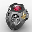 Vintage Catholic Christian Red Gemstone Ring For Men