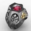 Vintage Catholic Christian Red Gemstone Ring For Men