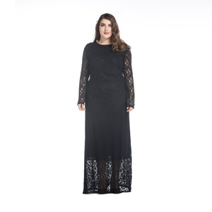 Long Sleeve Hollowed Out Lace Dress