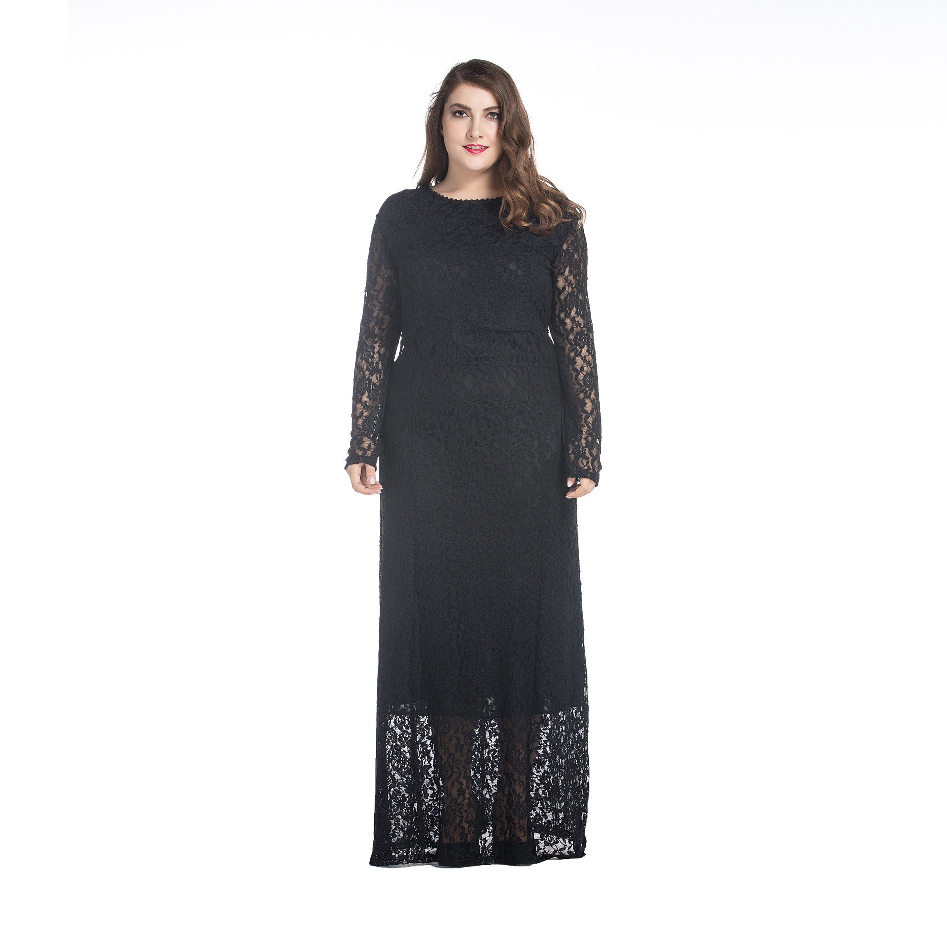 Long Sleeve Hollowed Out Lace Dress