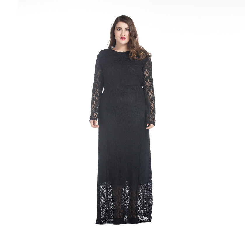 Long Sleeve Hollowed Out Lace Dress