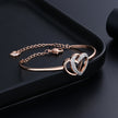 Elegant Romantic Temperament Double Heart Design Clavicle Chain Diamond Love Heart