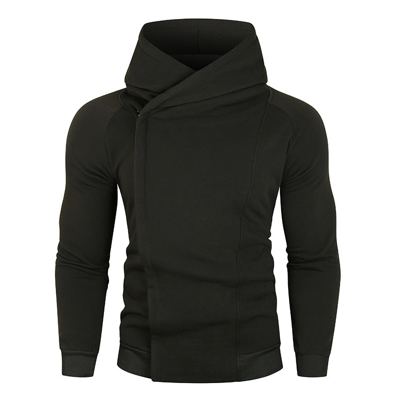 Pure Color Hooded Top Trend Side Zip Long Sleeve