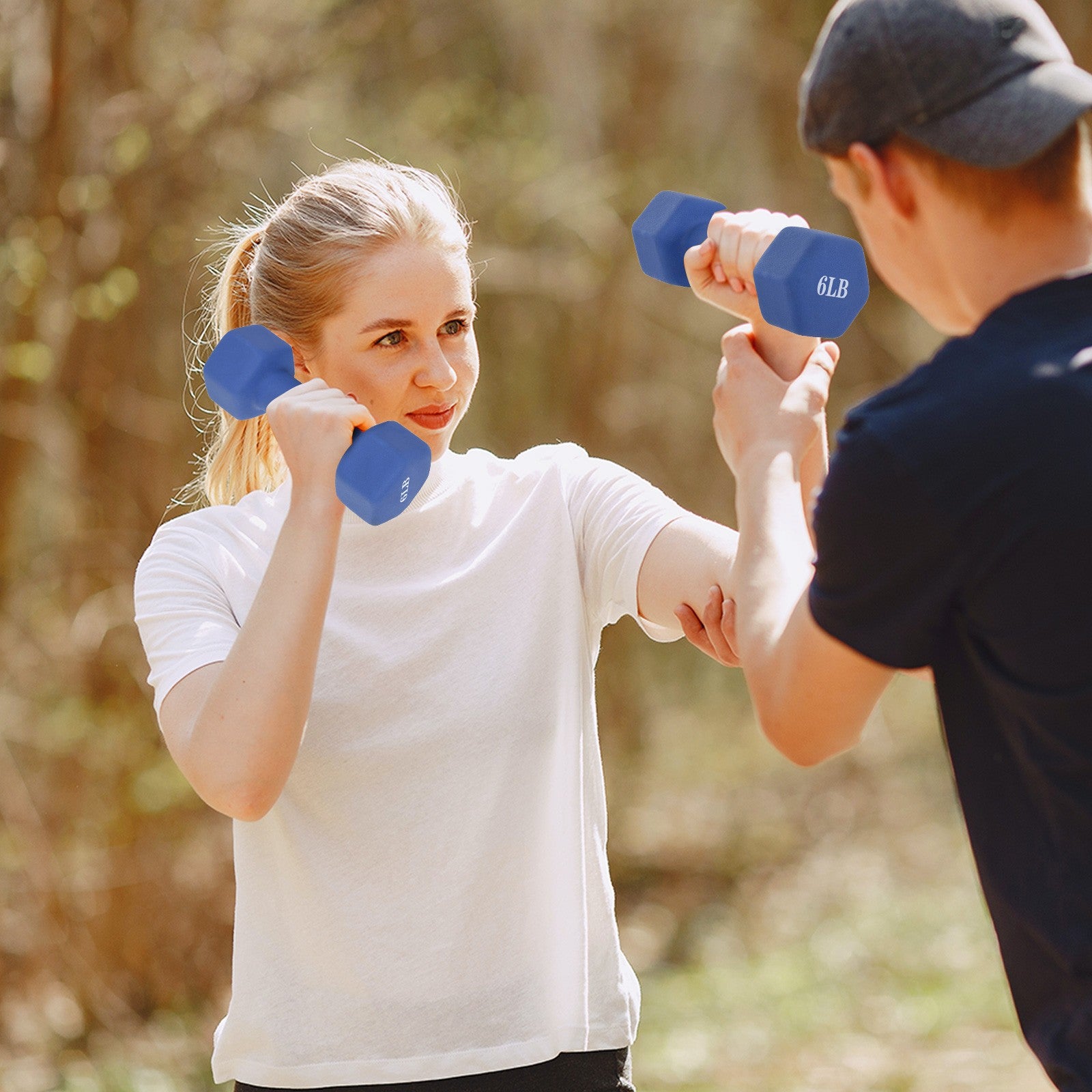 A Pair Dumbbell Barbell Neoprene Coated Weights 6/8/10/12/15 Pound Blue
