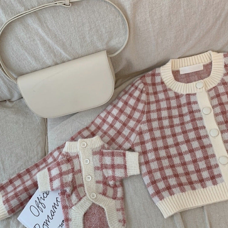 Blue Grid Cardigan Sweater Pet