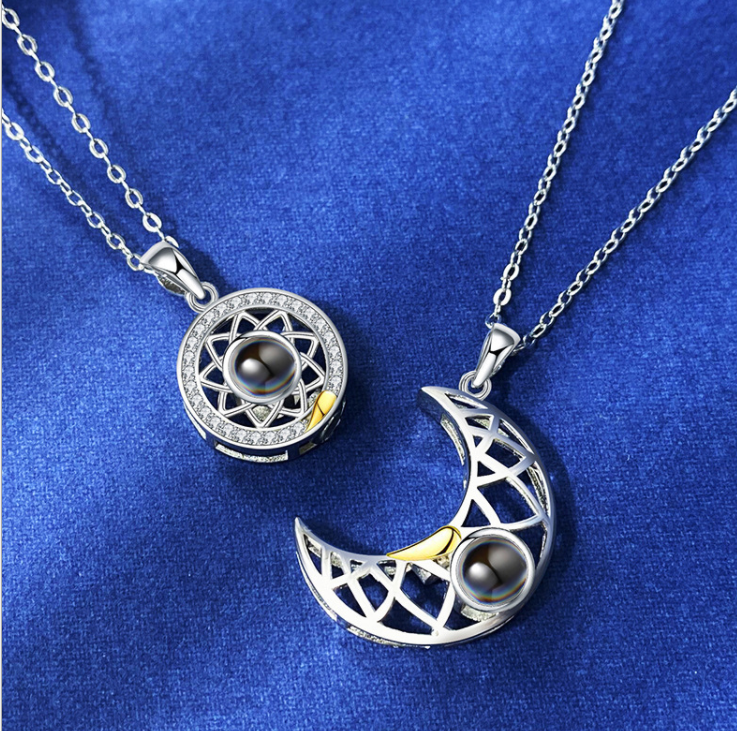 Couple Projection Necklace Sun Moon Customization