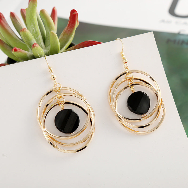 Circle Earrings Female Temperament Korean Exaggerated Long Earrings
