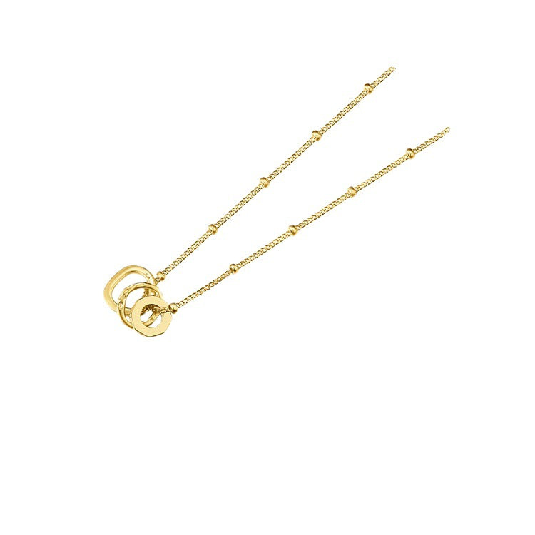 Gold Three-ring Necklace For Your Girlfriend's