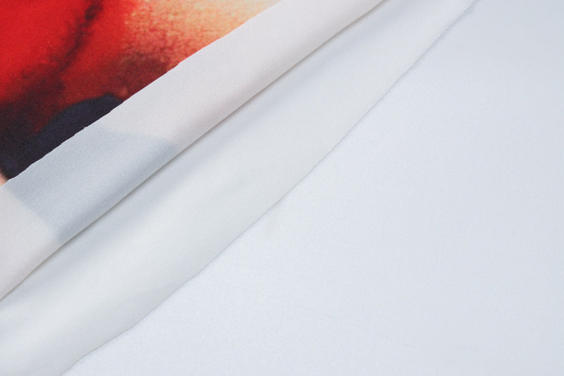 Printed Personality Street Style Chest Wrap Slim Long Skirt Suit