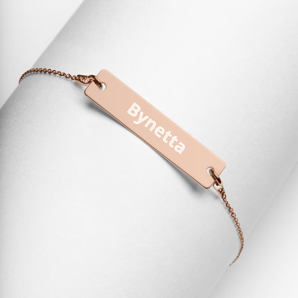 Bynetta Engraved Silver Bar Chain Necklace