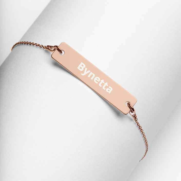 Bynetta Engraved Silver Bar Chain Necklace