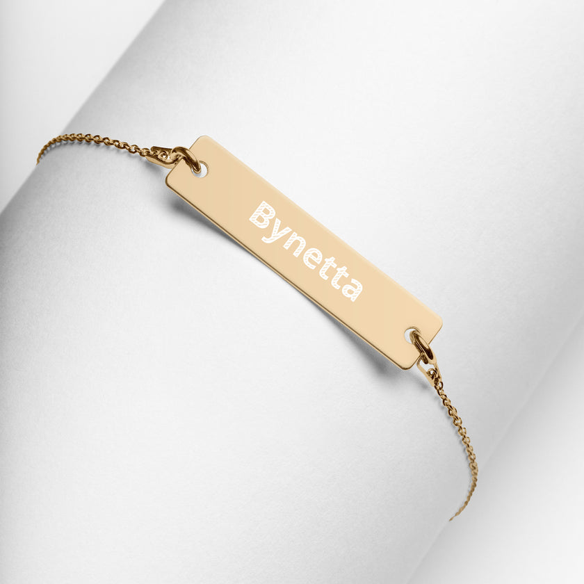 Bynetta Engraved Silver Bar Chain Necklace