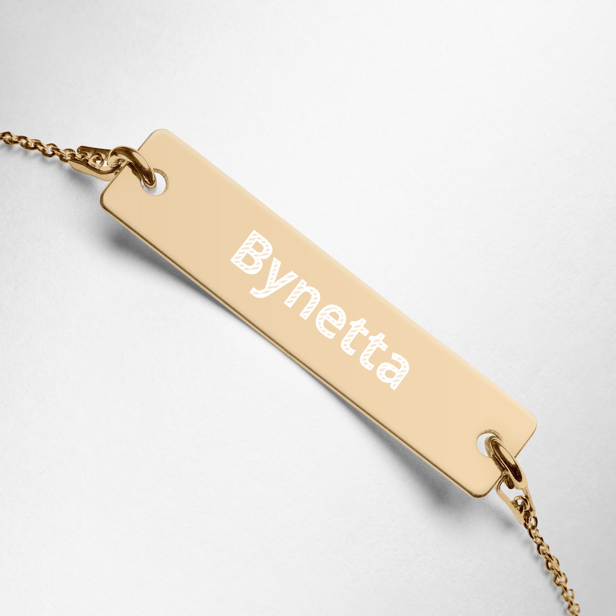 Bynetta Engraved Silver Bar Chain Necklace