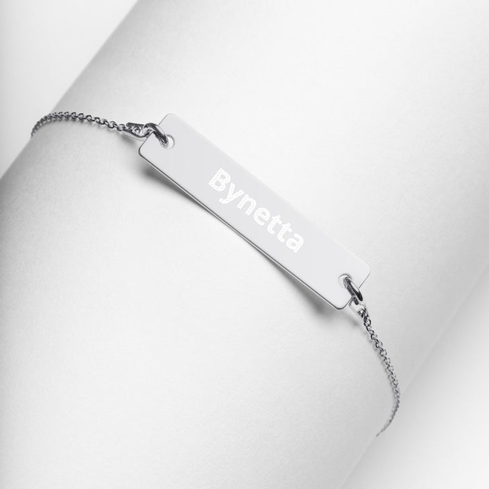 Bynetta Engraved Silver Bar Chain Necklace