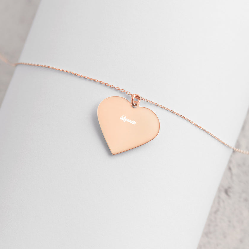 Bynetta Engraved Silver Heart Necklace