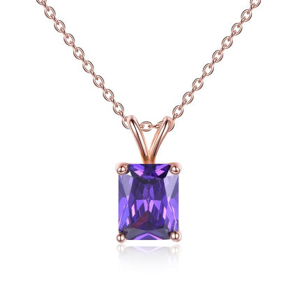 Women s925 Sterling Silver Rose Gold Plated Choker Necklace with Square Cut Birthstone Gifts for Women Girls Birthday Mom