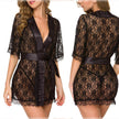 Lingerie Women Lace Hollow-out Robe Suits Pajamas silk