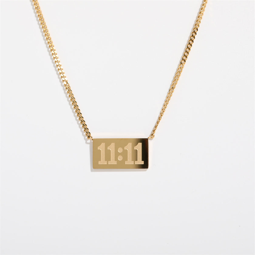 Simple Titanium Steel Square Digital Clavicle Chain