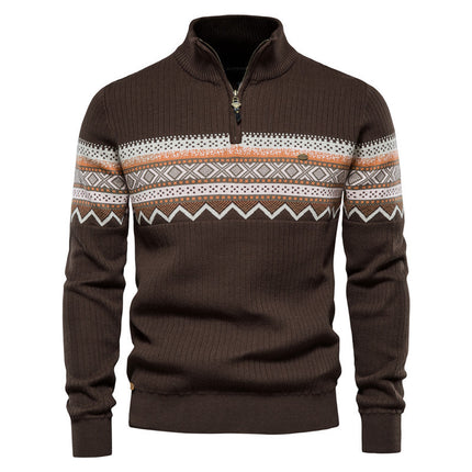 Zipper British Long Sleeve Men's Knitwear Casual