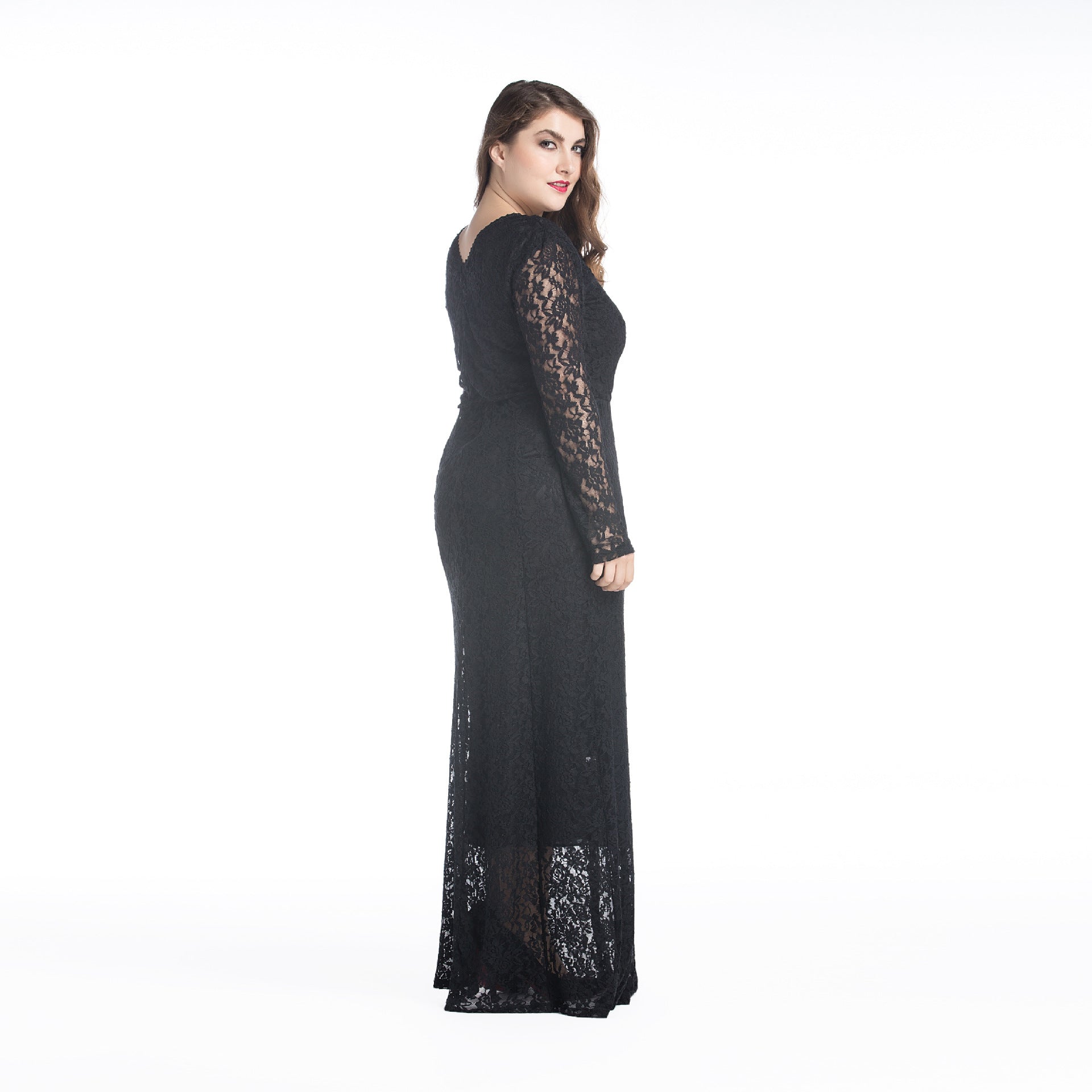 Long Sleeve Hollowed Out Lace Dress
