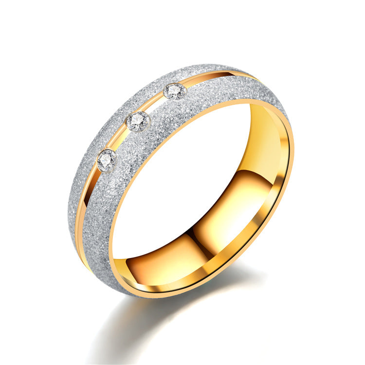 European And American Titanium Steel Frosted Couples Ring