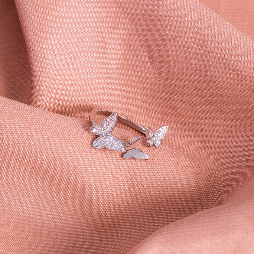 Butterfly Sparkly Zircon Open Adjustable Ring
